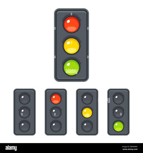 Traffic light icon set with red, yellow and green light. Vector clip ...