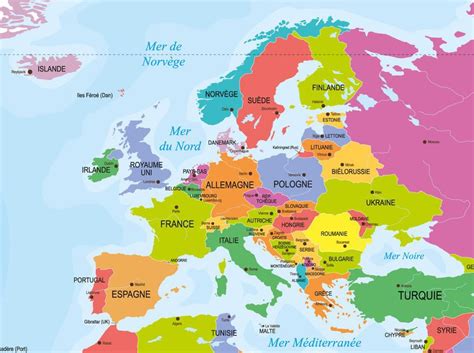 Capitales en Europe par pays avec une carte pour leurs emplacements