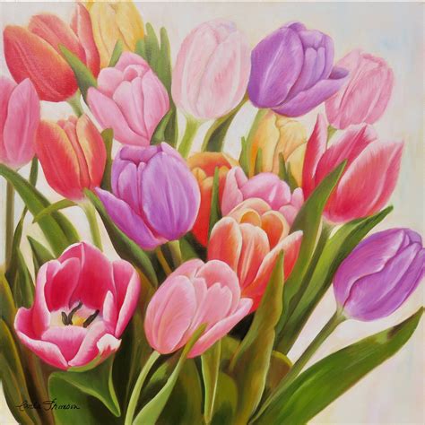 Colorful Tulips Painting Wall Art PRINT Bright Multicolor - Etsy