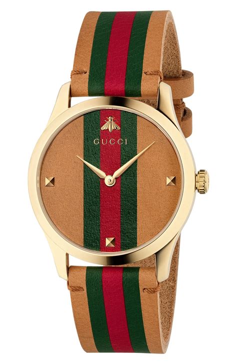 Gucci G-Timeless Leather Strap Watch, 38mm | The Fashionisto