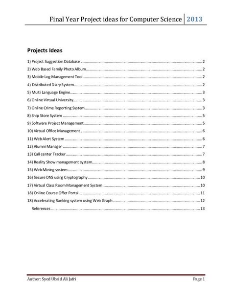 Final Year Projects (Computer Science 2013) - Syed Ubaid Ali Jafri