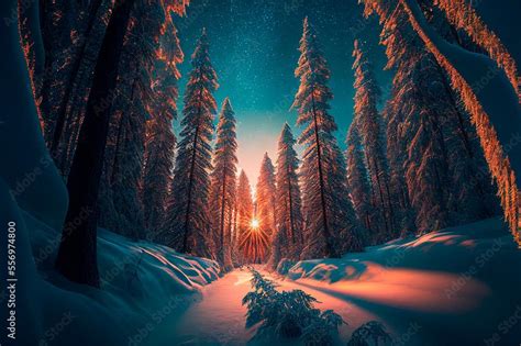 Free download Winter landscape wallpaper with pine forest covered with ...