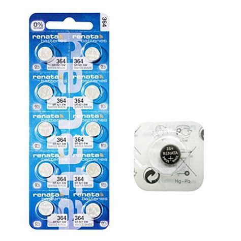 Renata SA - 10 Renata Watch Batteries: 364 (Sr621Sw) - Walmart.com - Walmart.com