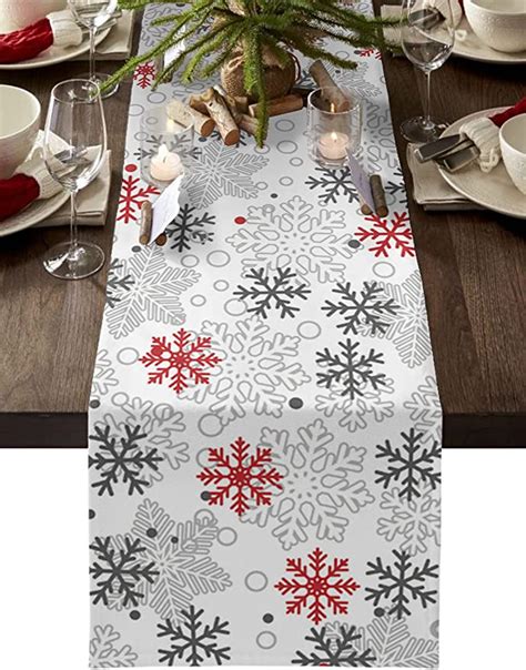 Amazon.com: Winter Holiday Xmas Theme Table Runner for Farmhouse Holiday Parties, Cotton and ...
