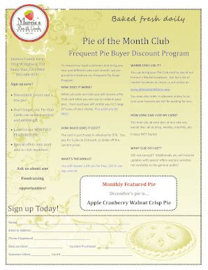 Fillable Online Pie of the Month Club - Jimenez Family Farm Fax Email Print - pdfFiller