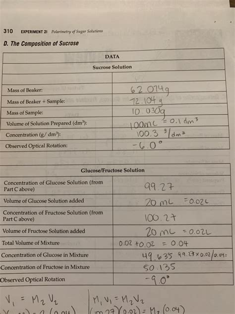 EXPERIMENT 21 Polarimetry of Sugar Solutions 313 | Chegg.com