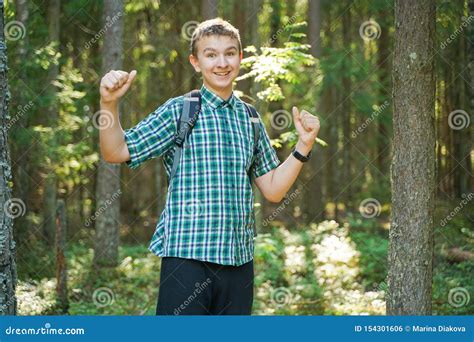 Teenager Boy Walking in the Forest Alone in the Summer Day Stock Photo - Image of male ...