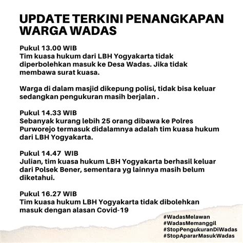 Wadas Melawan on Twitter: "UPDATE TERKINI PENANGKAPAN WARGA WADAS ...