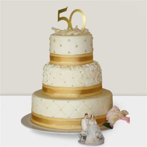 3 Tier 50th Anniversary Cake Online | CakenBake Noida