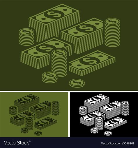 Piles money set Royalty Free Vector Image - VectorStock