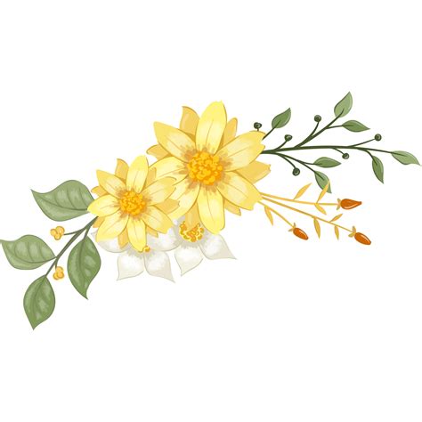 Yellow Flower Arrangement with watercolor style 15739977 PNG