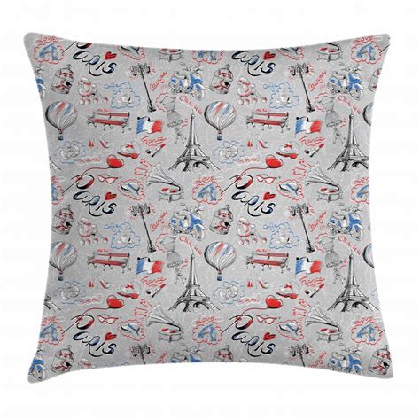 Paris Throw Pillow Cushion Cover, France Themed Image with French Flag ...