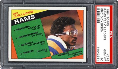 1984 Topps Rams Team Leaders (Eric Dickerson) | PSA CardFacts®