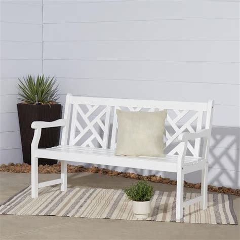 Afoxsos 5 ft. Wood Outdoor Patio Garden Bench in White HDMX1210 - The ...