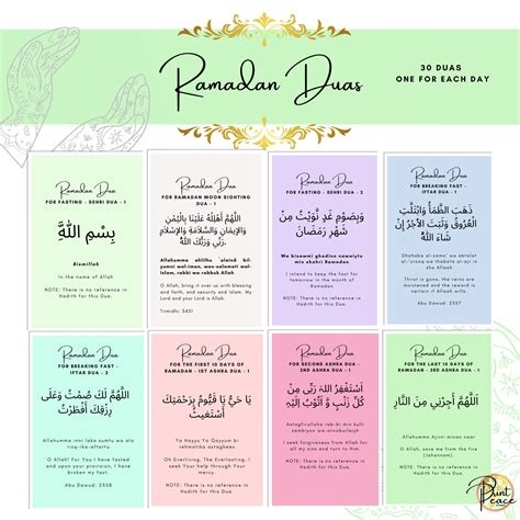 Ramadan Duas / Flash Cards / Ramadan Plannar/ Family Duas/ A Prayer for Each Day / Ramadan Gift ...