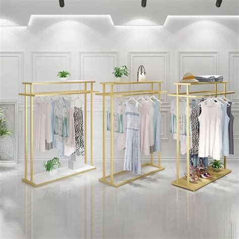 Gold Display Shelf Furniture Clothing Display Rack Stand Design for ...