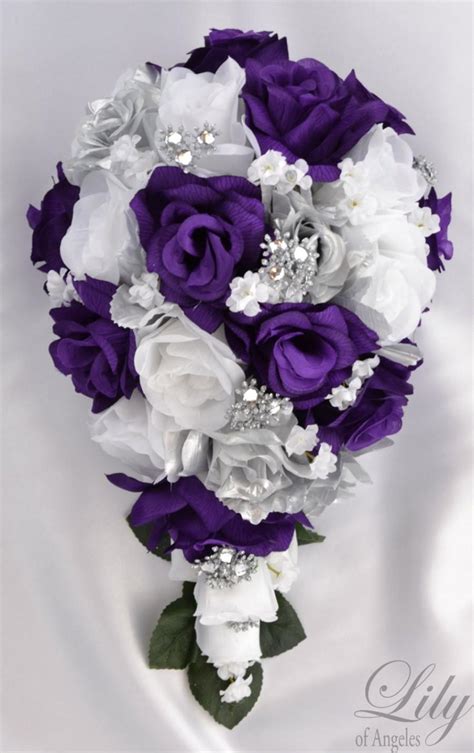 17 Piece Package Bridal Bouquet Wedding Bouquets Silk Flowers Bride ...