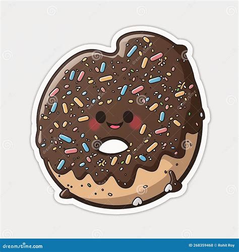 Cute Cartoon Chocolate Donut with Sprinkles Stock Illustration ...