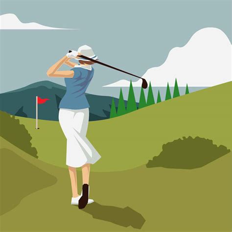 Vintage Golf Lady Illustration Vector - Download Free Vector Art, Stock Graphics & Images