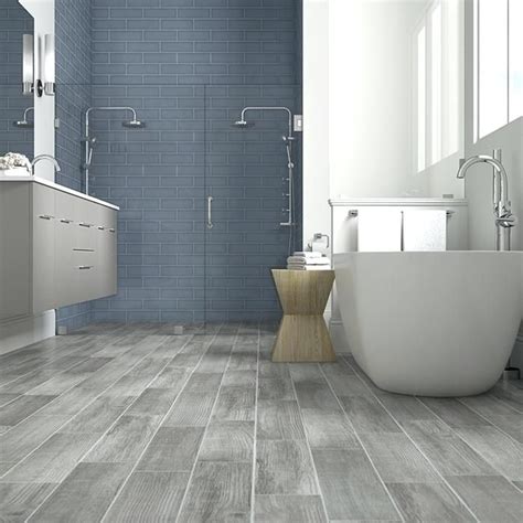 wood bathroom tiles french blue shower tile with gray wood look floor ...