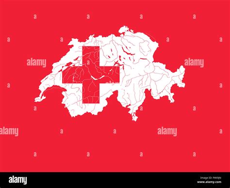 Map of Switzerland in colors of the Swiss flag. Colors of flag are ...