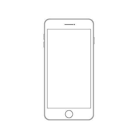 Outline drawing modern smartphone. Smartphone outline mock up vector design template. Mobile ...