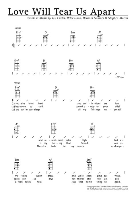 Love Will Tear Us Apart sheet music by Joy Division (Ukulele with strumming patterns – 122343)