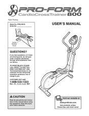 ProForm Cardio Crosstrainer 800 Manual