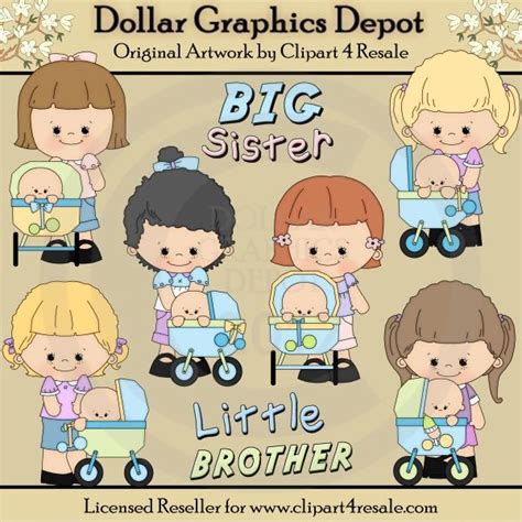 Big Sister - Little Brother - Clip Art - *DGD Exclusive* - $1.00 : Dollar Graphics Depot ...