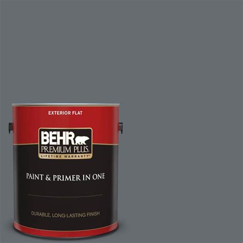 BEHR PREMIUM PLUS 1 gal. #770F-5 Dark Ash Flat Exterior Paint and Primer in One-430001 - The ...