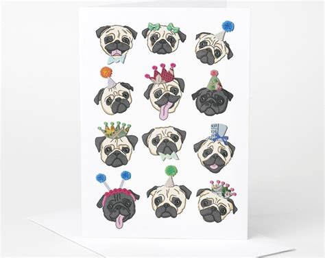 Pug Birthday Card pug Birthday Card Pug Love Card Dog - Etsy