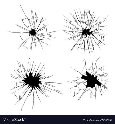 Glass cracked breaking effect set Royalty Free Vector Image