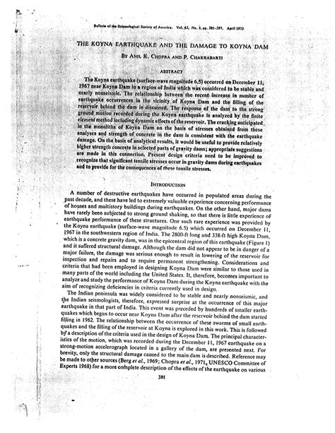 (PDF) The Koyna Earthquake and the Damage to Koyna Dam