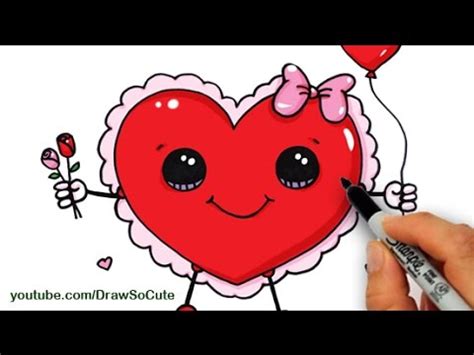 How to Draw a Valentine Heart Cute and Easy step by step - YouTube