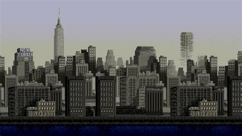 sunset, pixel art, pixels, city, sky, skyline, 16-bit HD Wallpaper
