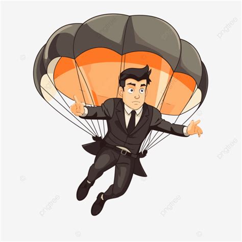 Mission Impossible Clipart Businessman Vector Flying With Parachute ...