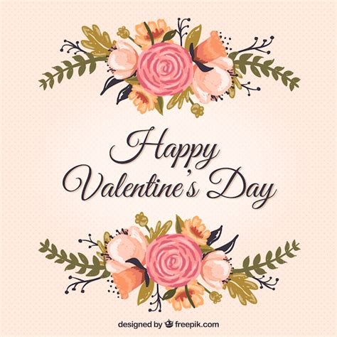 Free Vector | Floral valentine's card