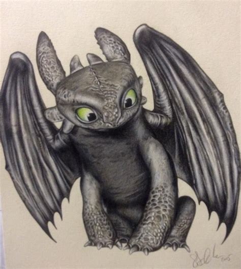 Toothless - How to train your dragon A4 portrait drawing. Faber castell ...