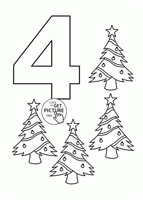 Free Printable Number 4 Coloring Pages