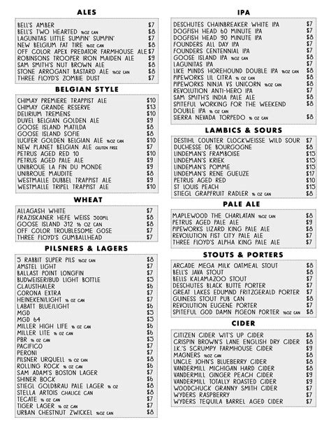 beer menu – Bottom Lounge | Chicago