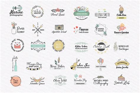 Cute Vector Logos Collection By switzershop | TheHungryJPEG