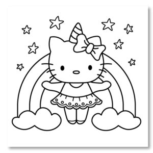 Hello Kitty and Rainbow Coloring Page - Coloring Home Club