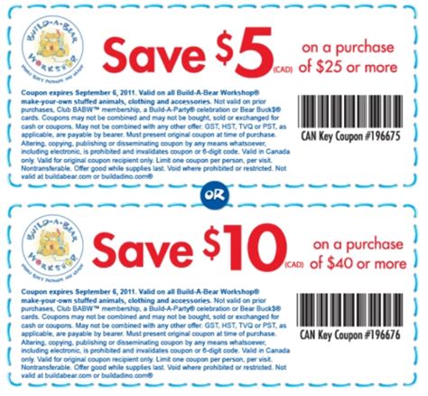 Canadian Daily Deals: Build A Bear: Printable Coupons Save $5 Off $25 ...