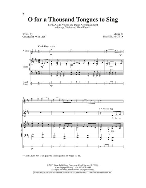 O For A Thousand Tongues To Sing by Charles Wesley Sheet Music for SATB ...