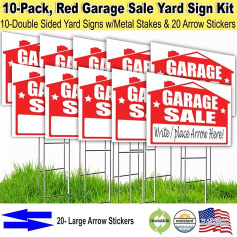 10 Pack Garage Sale Sign Kit with stakes, and arrow stickers - Walmart.com