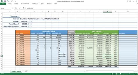 Construction Quantity Tracking Spreadsheet | Excel templates, Cost control, Report template