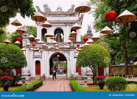 Entrance Gate of Temple of Literature in Hanoi Editorial Stock Image ...