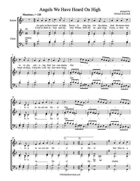 Free Choir Arrangement Sheet Music – Angels We Have Heard On High ...