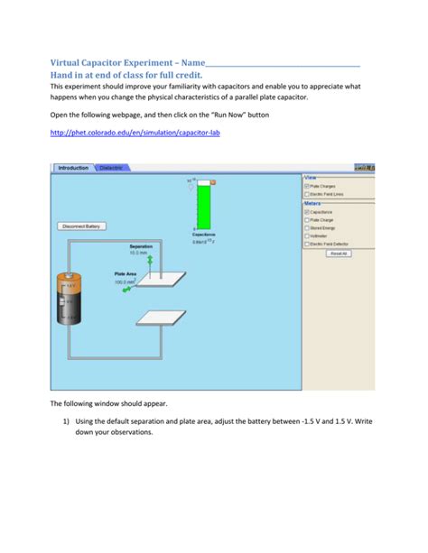 Virtual Capacitor Experiment