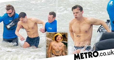 Harry Styles ditches iconic tattoos in freezing sea for My Policeman ...